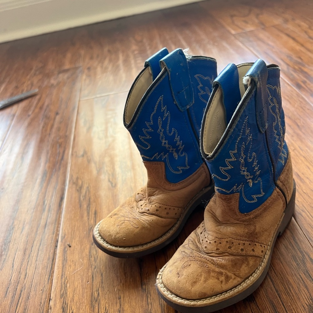 Kids Brown and Blue Cowboy Boots